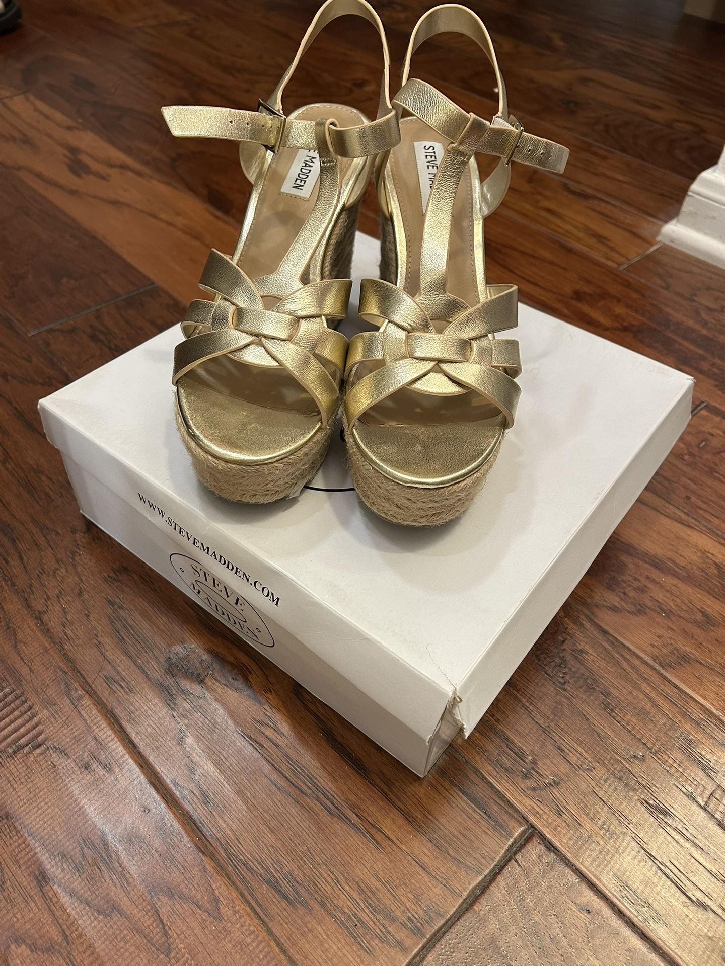 Steve Madden Gold Wedge Sandals