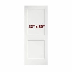 32 in. x 80 in. x 1-3/8 in. Shaker White Primed 2-Panel Solid Core Wood Interior Slab Door