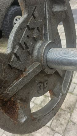 Bench With Olympic Bar and Weights. $ 300 PUCK UP ONLY