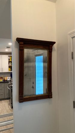 ANTIQUE Large MIRROR VINTAGE WOOD