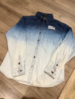 Harley-Davidson Ombre Denim Button-Up Shirt Men's Long Sleeve Size M or Women’s Large