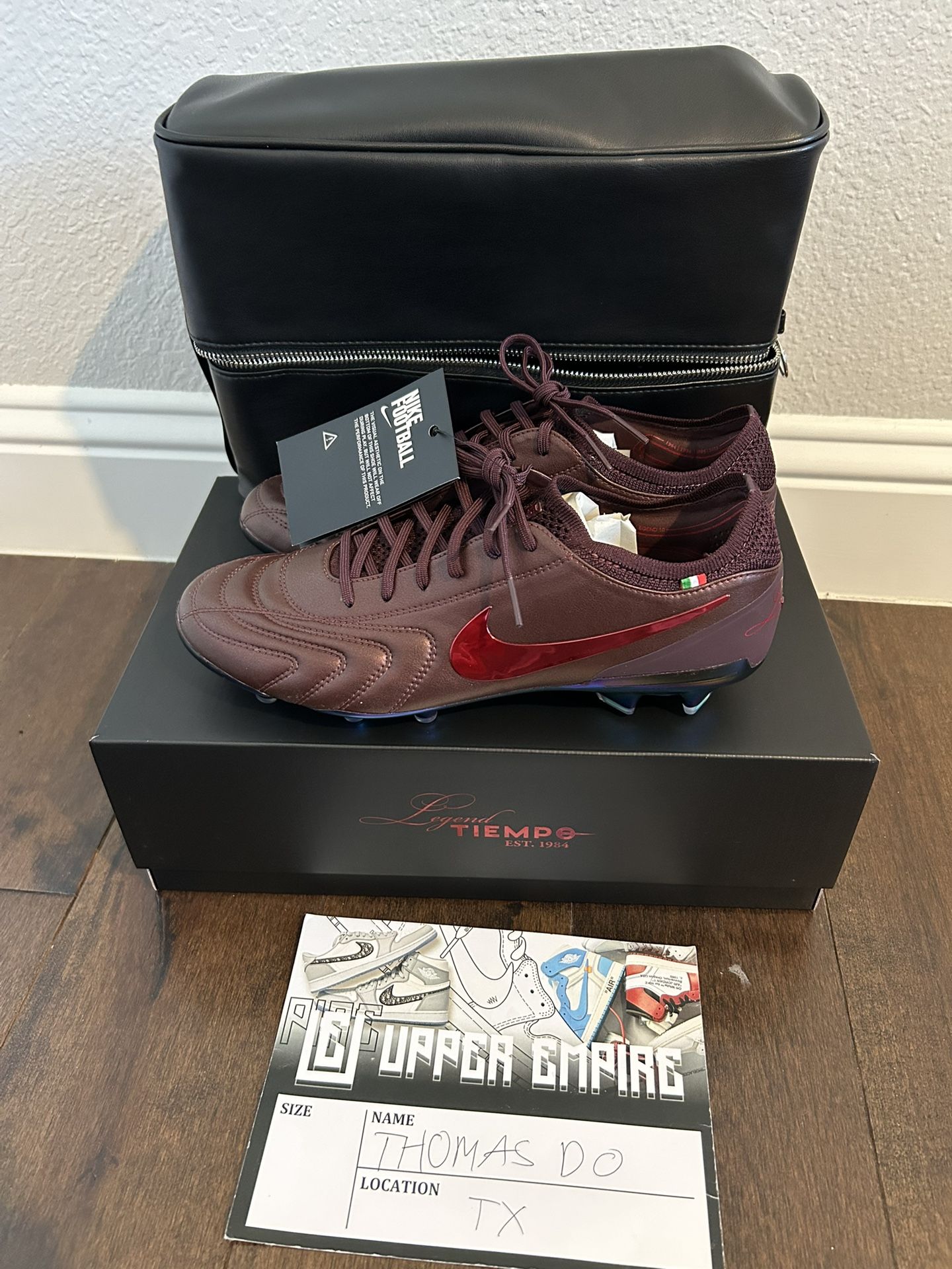 For sale  FZ1487-600 Nike Tiempo Legend 10 Elite Luxe Port Wine Bright Crimson Cleat sz 9M On hand ready to ship out  $350 plus shipping or pick up in
