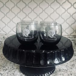 Vintage San Francisco 49er Smoked Glass Tumblers
