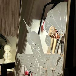 Vintage 1970’s Windsor Art Gloria Eriksen Etched Egret Glass Mirror