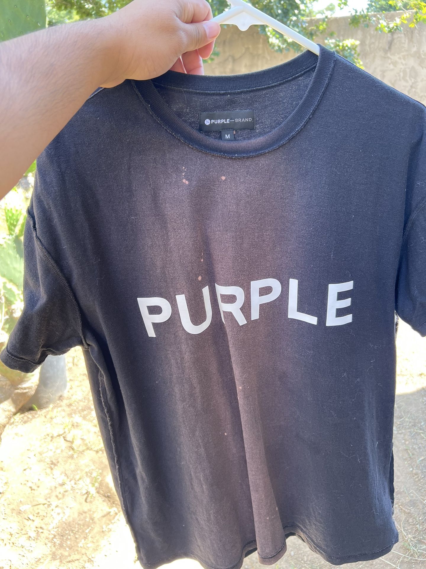 Mens Purple Brand Bleached T Shirt