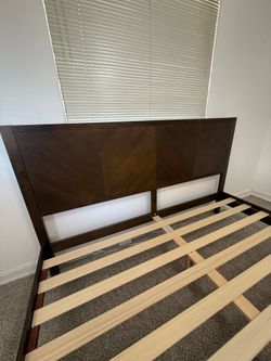 King Size Bed Frame - Dark Mocha Herringbone