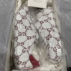 Gucci Ace Ghost GG Monogram Men Sneaker - White Red 