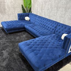 Beautiful Velvet Double Chaise Luxury Sectional Couch FREE DELIVERY $600