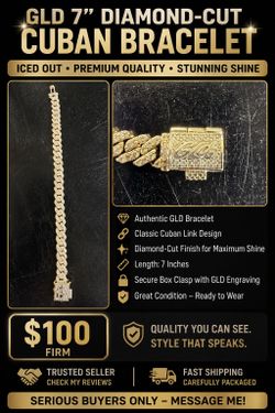✨ GLD 7” Diamond-Cut Cuban Bracelet ✨