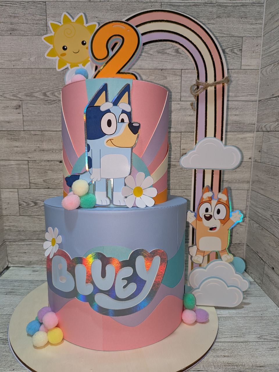 2 Tier Bluey Paper craft cake Decor 