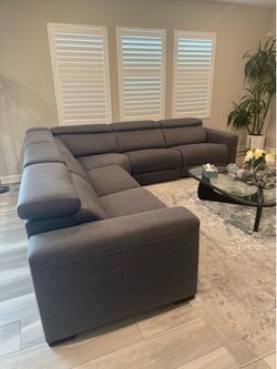 5-Pc. Fabric L-Shape Sectional with 3 Power Motion Chairs