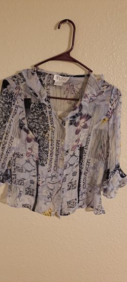 TESS Sheer Silk Floral Top Size 6