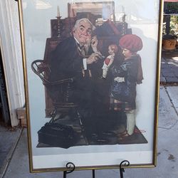 Large Norman Rockwell Framed Doctor And The Doll Print Poster