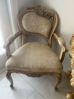 Elegant French Provincial Accent Chair – Carved Wood Armchair