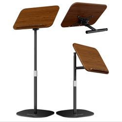 2 in 1 Dual-use Floor Book Stand & Desktop Book Stand,Height Adjustable from 33-63in, Adjustable Book Holder with Elastic Page Clips for Music Scores,