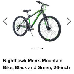 LN Nighthawk Men's Mountain Bike, Black and Green, 26"