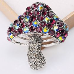 Chic Rhinestones Mushroom Brooch