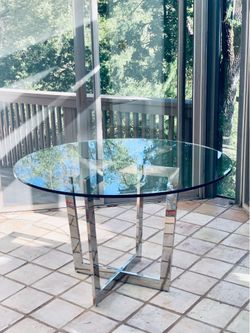 Round Glass Dining Table 48” D (Mitchell Gold + Bob Williams)