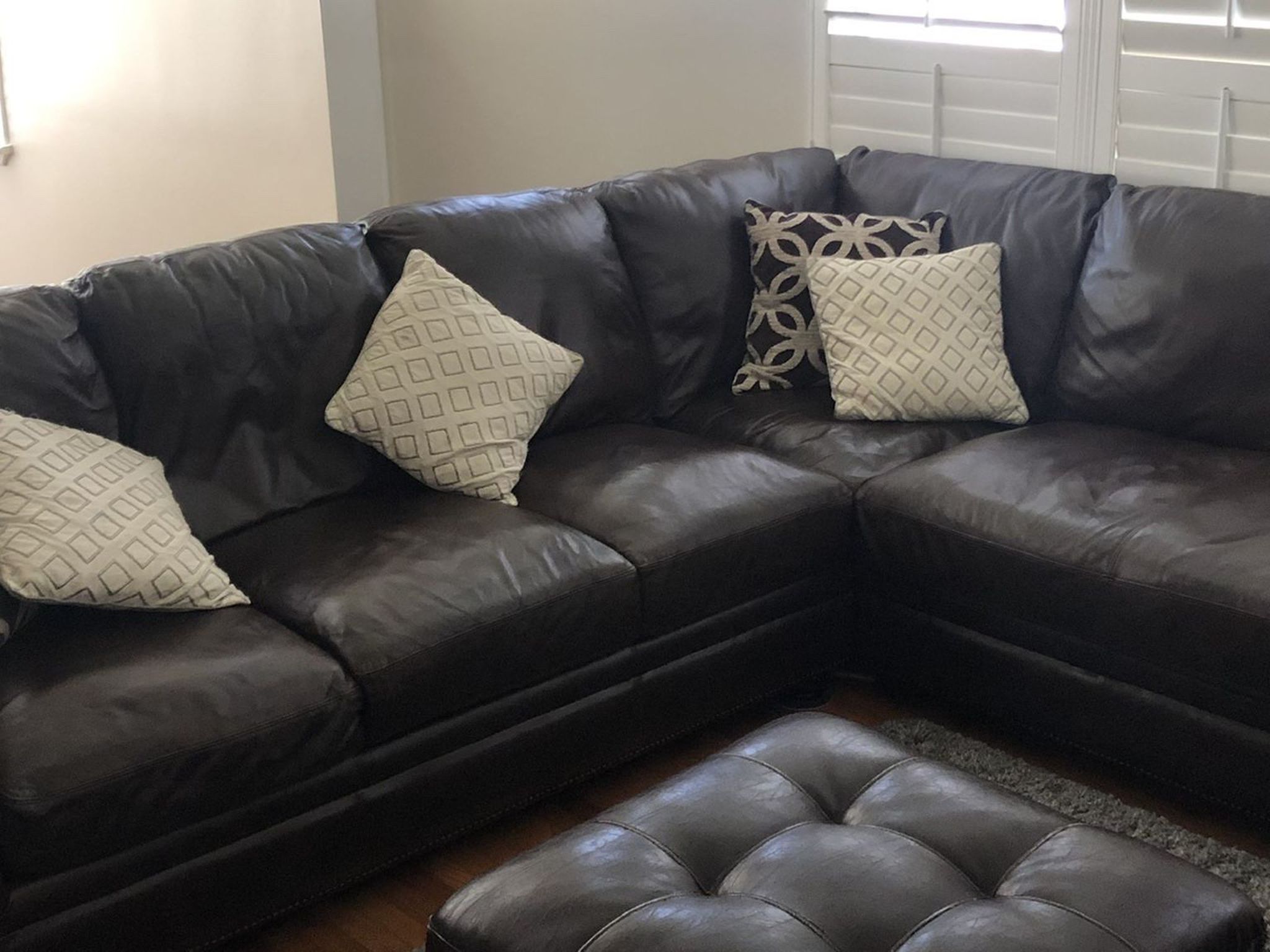 Leather Brown Sectional Sofa Couch
