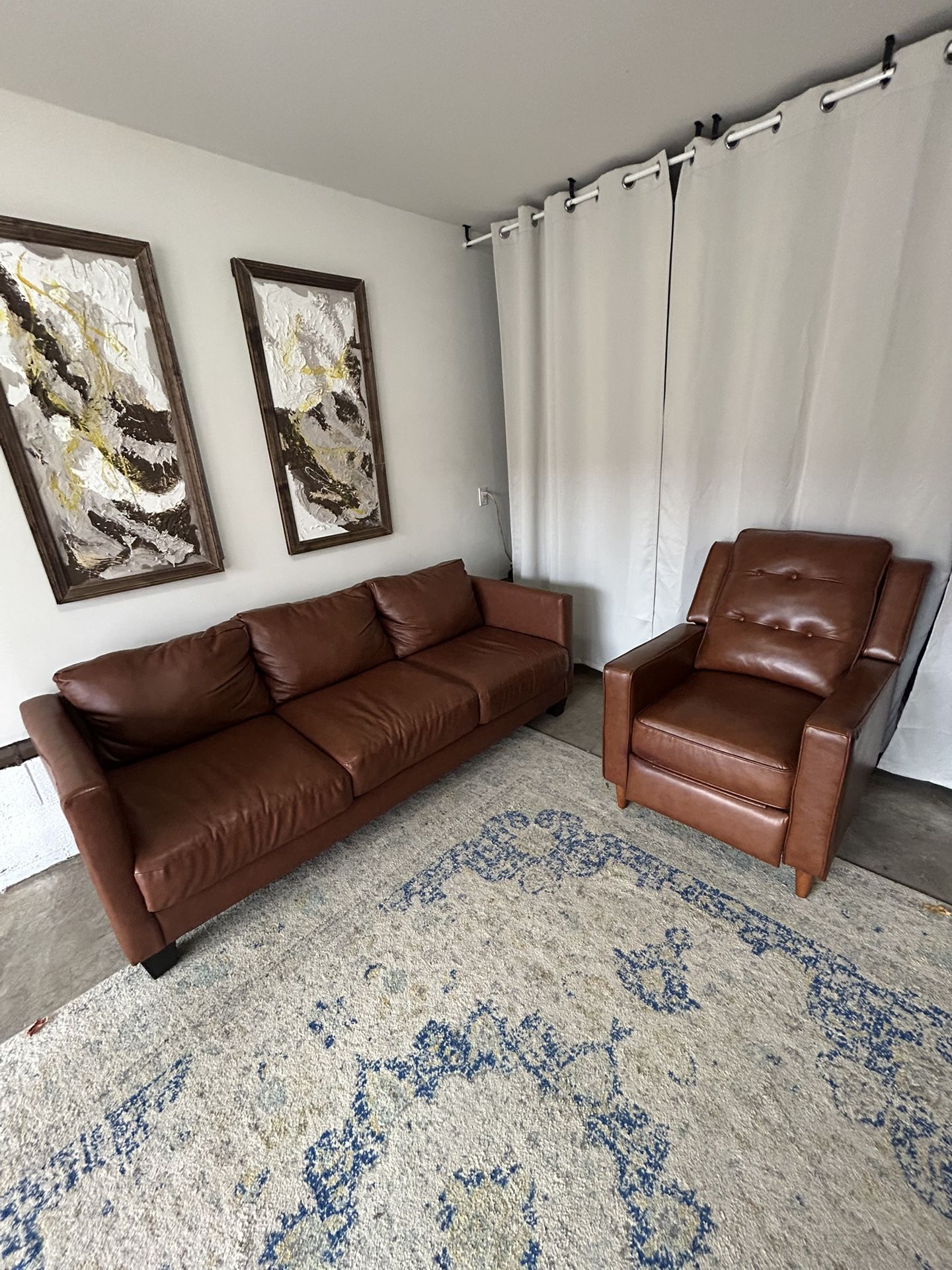 Couch And Chair, Leather + Stoolsđź›»Delivery Availableđź›»