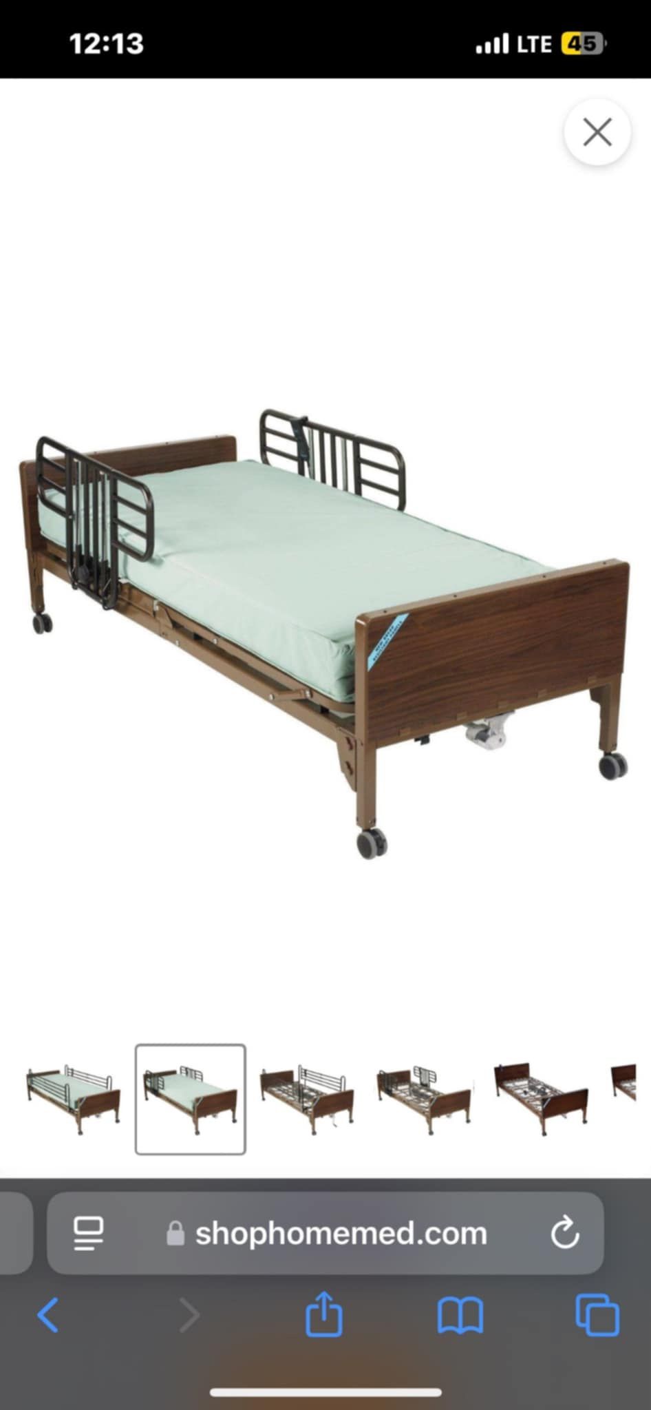 Semi Electric Hospital Bed with hand rails and mattress 