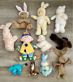 Plush Animal Toys Lot Of Stuffed Animals Baby Bunny Teddy Bear Playskool Dapper Dan Activity Doll Motor Skills