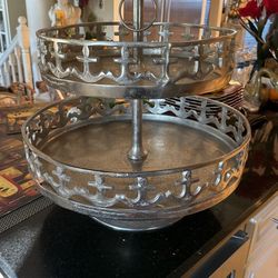 Silver 2 Tier Fruit Stand Heavy From Home Goods 