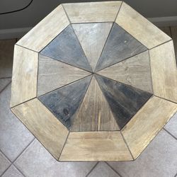 Distressed Modern Industrial Look | Octagonal Top | Black Wire Metal Kite Lattice Base End Tables