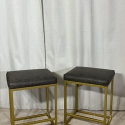 24” Modern Bar Stools With Golden Frame (2)