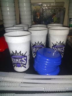 7 Brand New Sacramento Kings Cups with Lids and Straw's