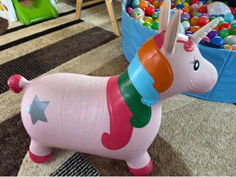 Inflatable Bouncy Ride On Pink Unicorn