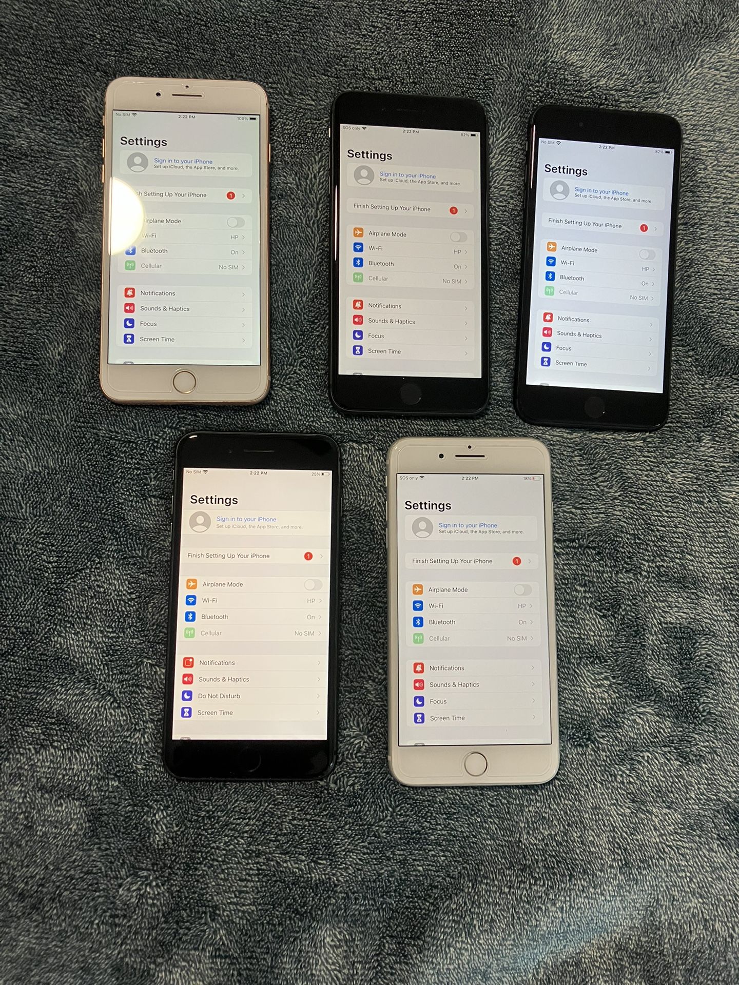 5 iPhones 8 Plus 64GB Factory Unlocked Any Carriers World Excellent Condition 