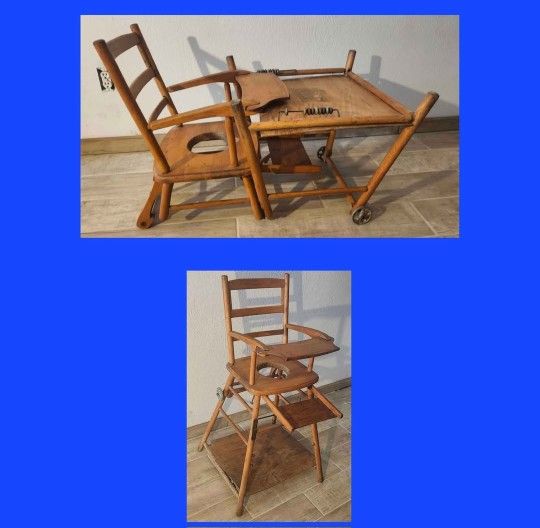Antique Primitive Metamorphic
Wooden High Chair/Table & Potty Chair