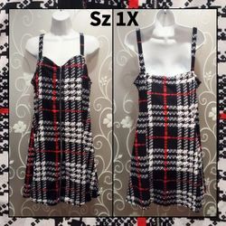 WOMENS PLUS SIZE 1XL PLAID DRESS 