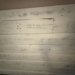 White Distressed King Headboard 