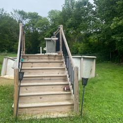 Pool Steps With Wooden Deck 4f T 