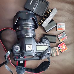 Canon 5D Mark II W/24-105 4.0 L Vertical Grip, 2 Bat. And 4 Flash Cards
