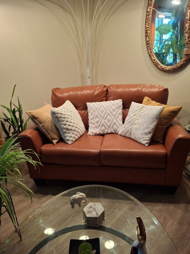 2 PIECE ORANGE SOFA SET