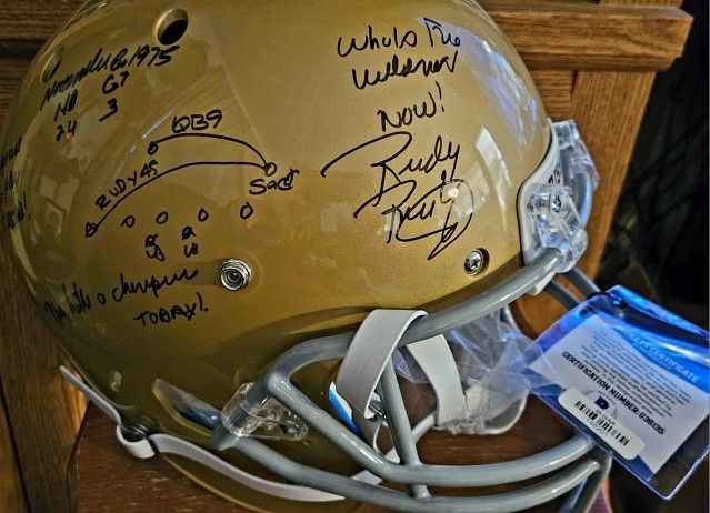 Notre Dame Helmet Signed By Rudy Ruettiger