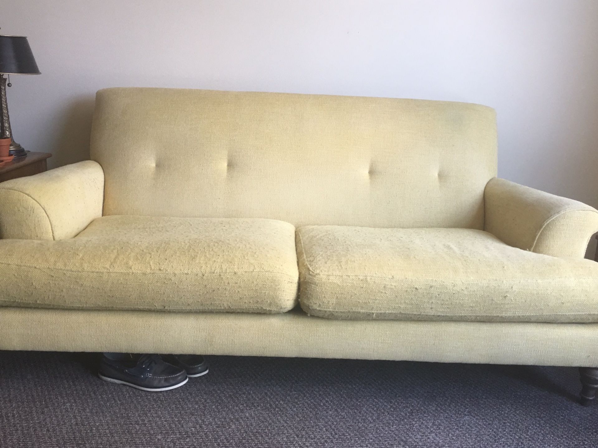 Crate and barrel couch yellow