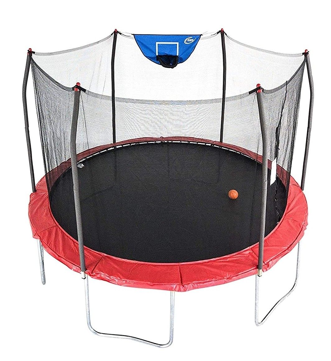 Skywalker Trampolines 12-Foot Jump N’ Dunk Trampoline with Enclosure Net - Basketball Trampoline