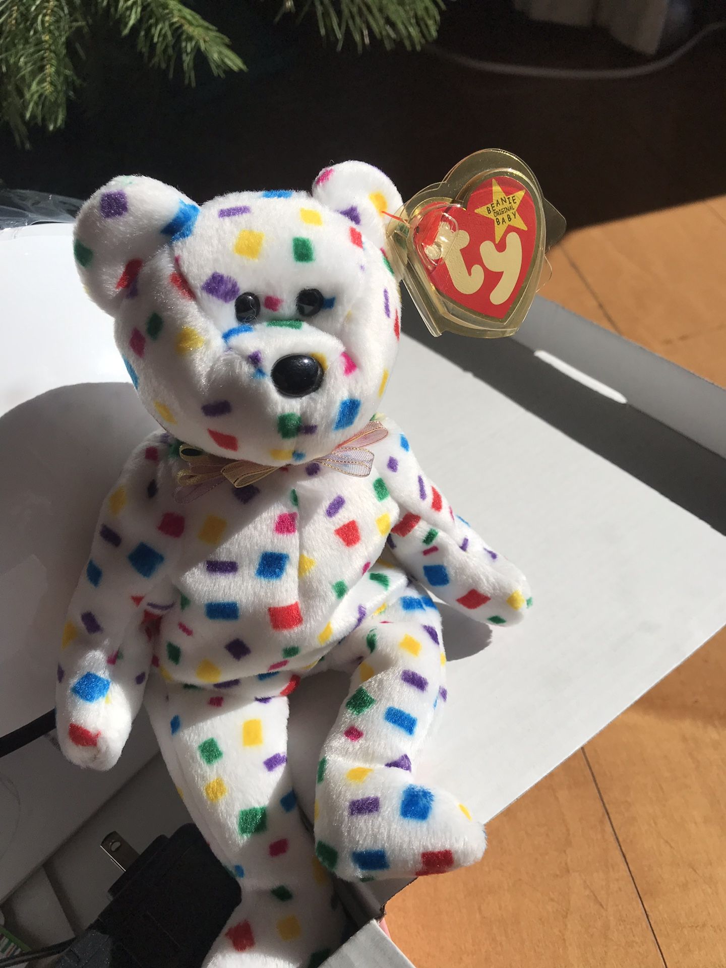 Rare Tag Errors Ty 2K Beanie Babies Bear White Confetti