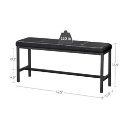 VASAGLE Dining Table Bench Leather Bench w/ Padded Seat - Black