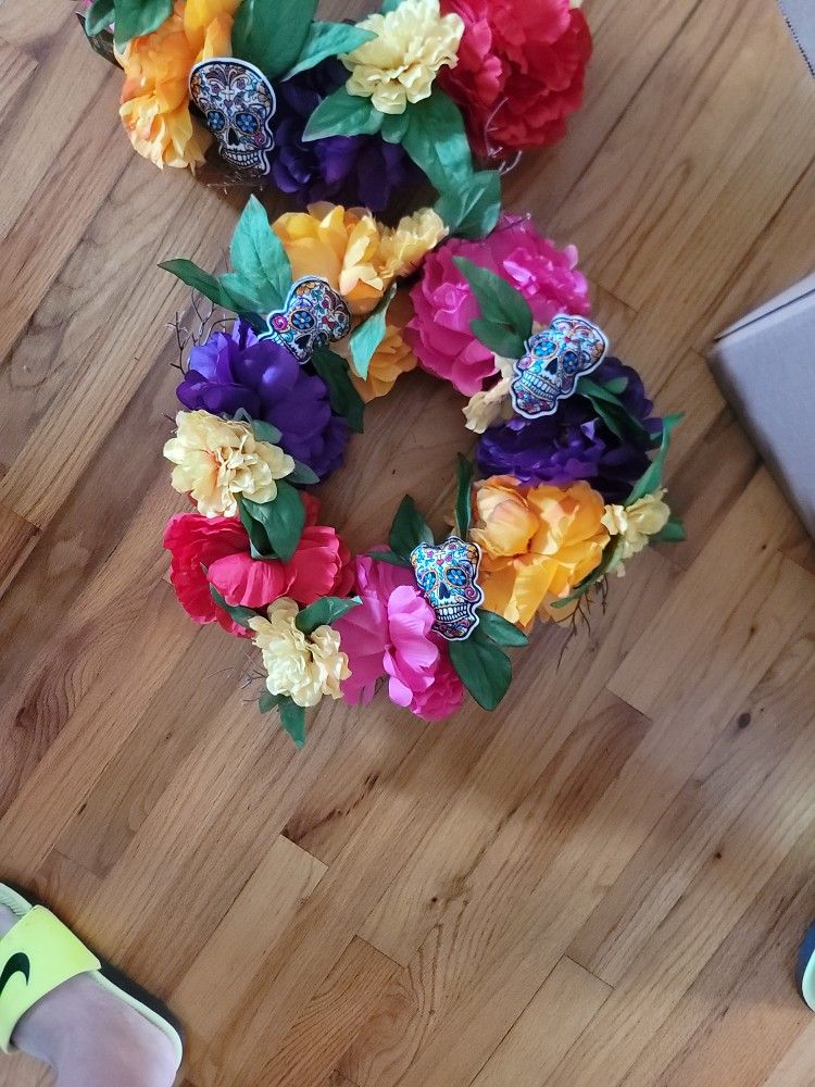 6 Dia De Los Muertos  Floral  WREATH /CORONA FLORAL