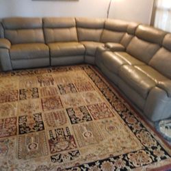 Sectional Leather Sofa Set Beige Great Conditi