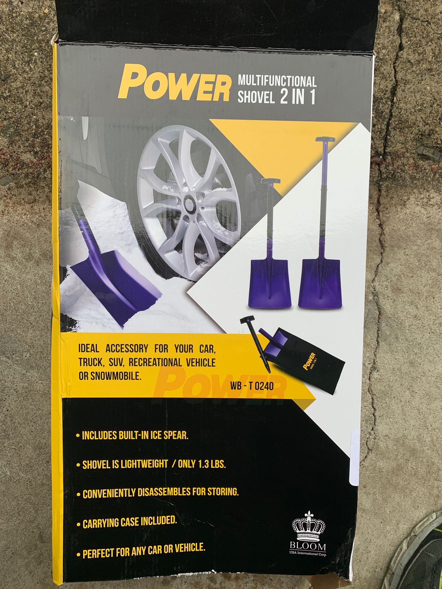 Power Shovel 2 in 1 (2 Size Compact Shovel and Ice Spear) Purple Color