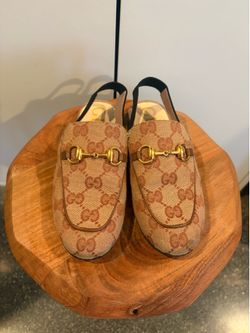 Gucci Designer Beige and Black Kids Slingback Loafers