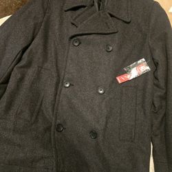 BRAND NEW MENS PEACOAT SIZE LARGE WITH TAGS SEE ALL PICS 