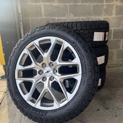 Set of 4 New Wheels with new 305/40/22 Nitto Tires  Will fit all factory gm trucks Suv  Finance With $53 down 3 months no interest Acima or snap   Rin