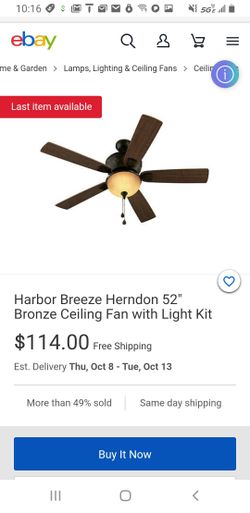Harbor Breeze Herndon 52" Bronze Ceiling Fan with Light Kit